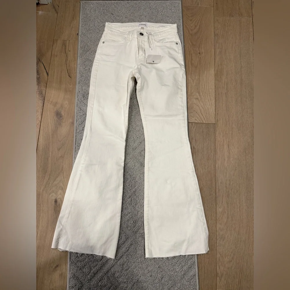 Frame Denim White Flare Wide-Leg Jeans - Picture 1 of 5